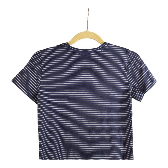 Club Monaco Leary Embroidered Bisous XX Striped Pocket Tee French Women's XS - Picture 6 of 7